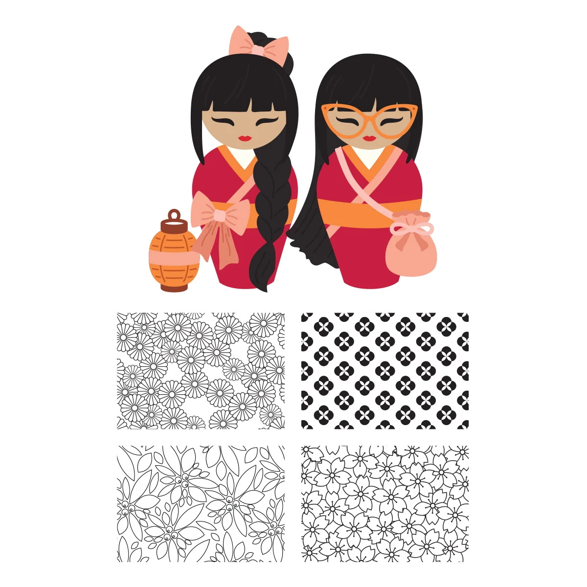 Spellbinders - Set de sellos y troqueles de muñecas Kokeshi de otoño de Alex Syberia - Imagen 2