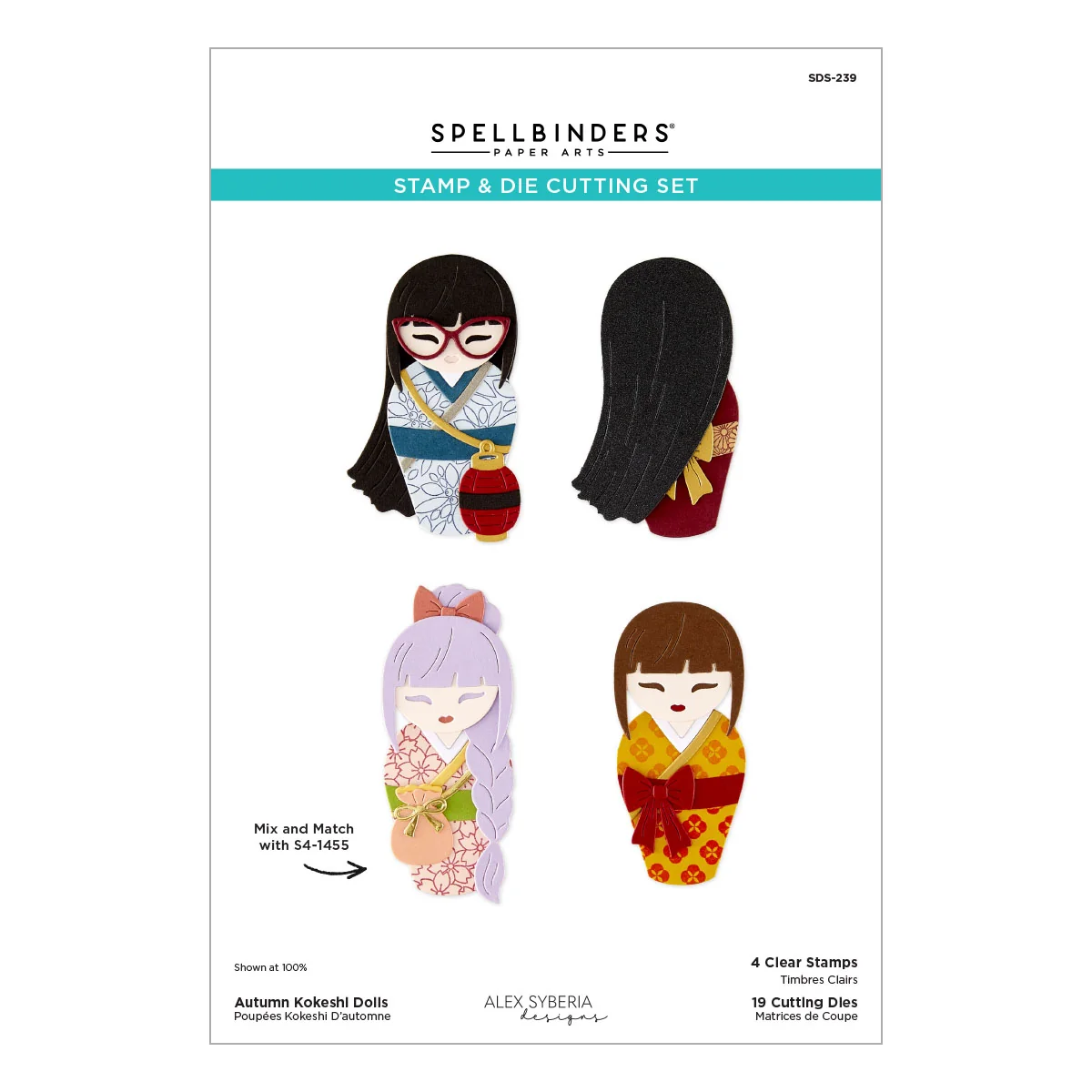 Spellbinders - Set de sellos y troqueles de muñecas Kokeshi de otoño de Alex Syberia - Imagen 5