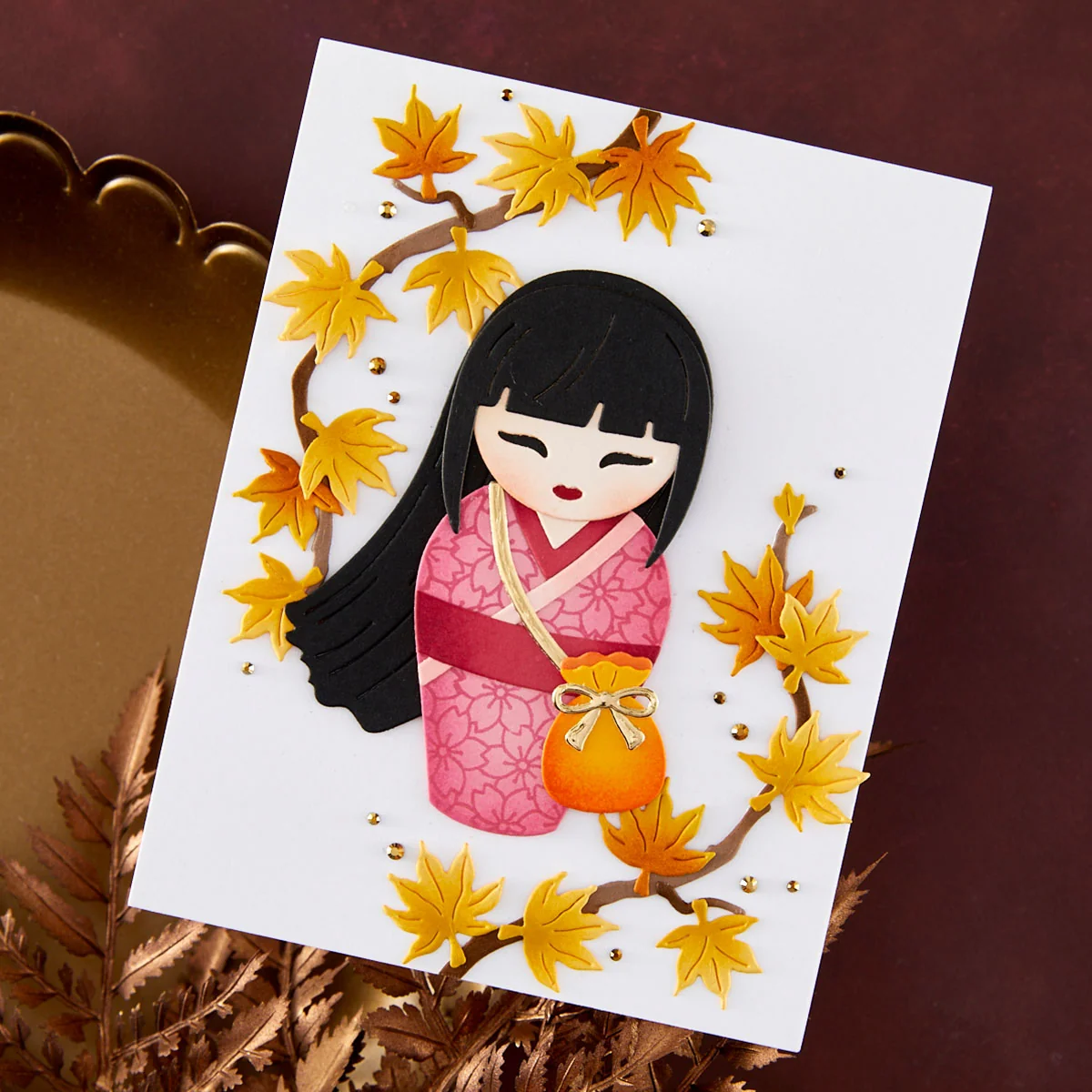 Spellbinders - Set de sellos y troqueles de muñecas Kokeshi de otoño de Alex Syberia - Imagen 3