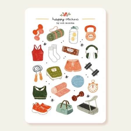 Och Monika Stickers - Hoja de pegatinas - Fitness