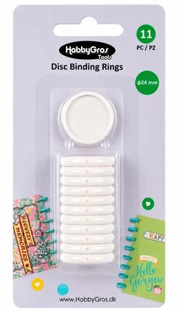 HobbyGros Storage - Disc Binding Rings White 24mm (11pcs)