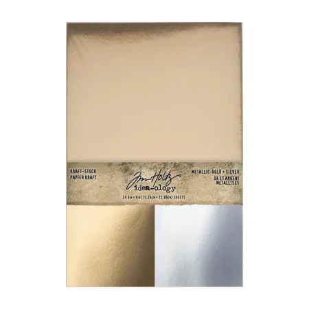 Tim Holtz Christmas Kraft Stock Metallic Gold + Silver (TH94493)