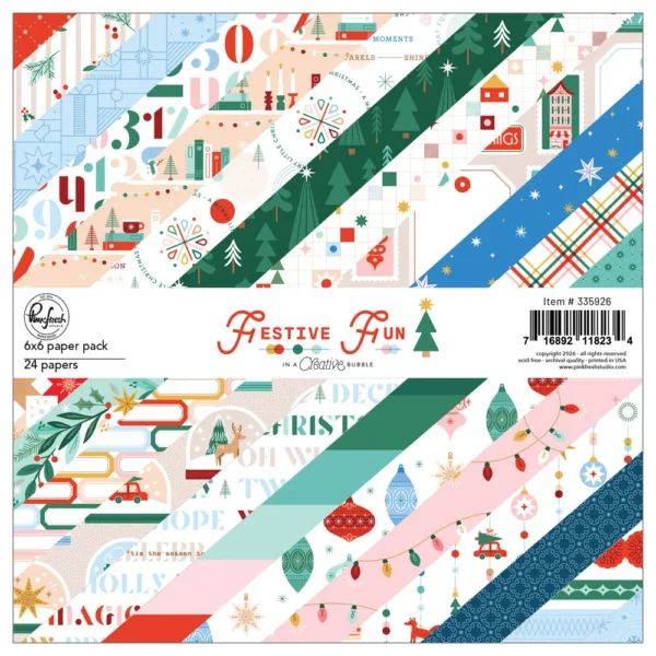 Pinkfresh Studio - Bloc de papeles 6x6" - Festive Fun- Geralyn Sy